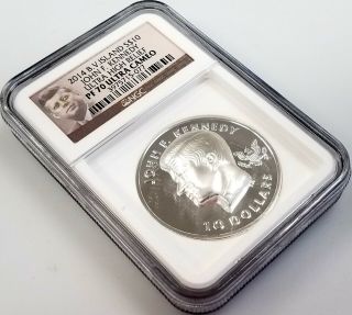 2014 BVI,  John F.  Kennedy Ultra High Relief $10 Silver,  NGC PF 70 Ultra Cameo 3