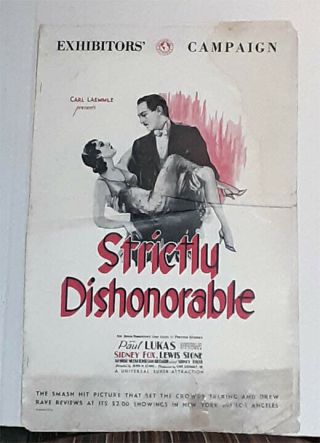 Strictly Dishonorable - 1931 Paul Lukas,  Sidney Fox,  Lewis Stone