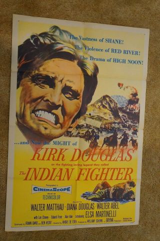 Indian Fighter Kirk Douglas Western One Sheet 1955