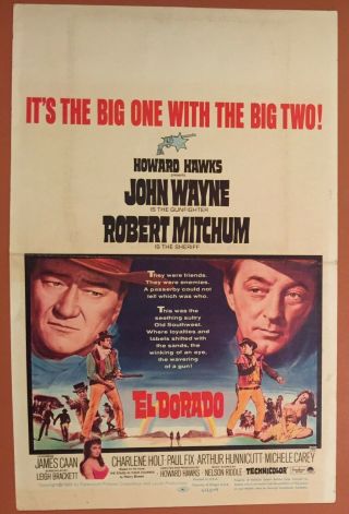 El Dorado 1966 Movie Poster Window Card John Wayne Robert Mitchum