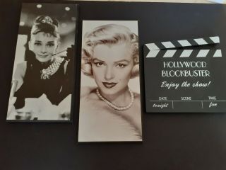 Marilyn Monroe Audrey Hepburn Hollywood Clapperboard Wall Art Decor 3 Piece Set