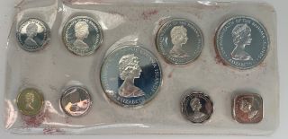 1973 Bahamas 9 Piece Coin Proof Set 4 Silver Coins Almost 3 Oz Of Silver 