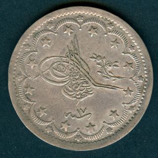 Turkey Ottoman Empire 20 Piastres 1255 Year 17 Km 676 Silver