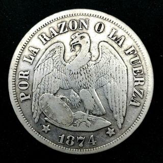 Chile Peso - Condor Silver Crown - 1874 Km 142.  1
