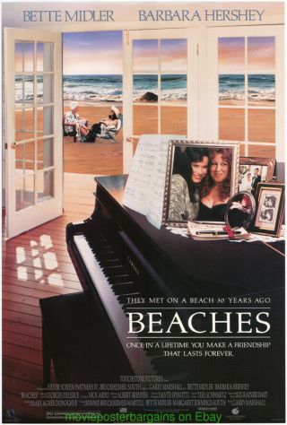 Beaches Movie Poster Ss Rolled 27x40 Bette Midler Barbara Hershey