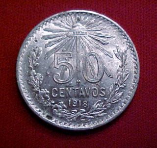 Mexico 1918 50 Centavos Ef Km 455 Type I