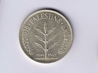 Palestine:km - 7,  100 Mils,  1940 Silver Au - Unc