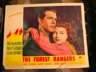The Forest Rangers 1942 Paramount Lobby Card Paulette Goddard Fred Macmurray