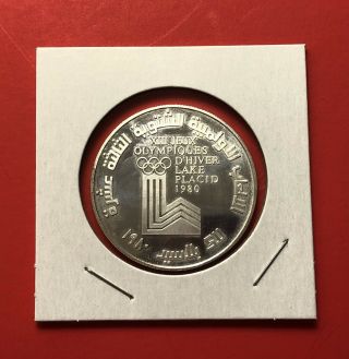 1980 - Lebanon - 10 Livres Silver Proof Coin,  Winter Olympic.  In Xf, .