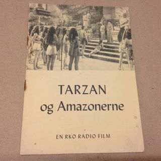 " Tarzan And The Amazons " Johnny Weismuller 1945 Danish Movie Program