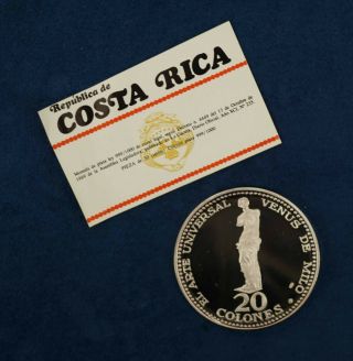 1970 Republic Of Costa Rica 20 Colones Silver Coin - Usa