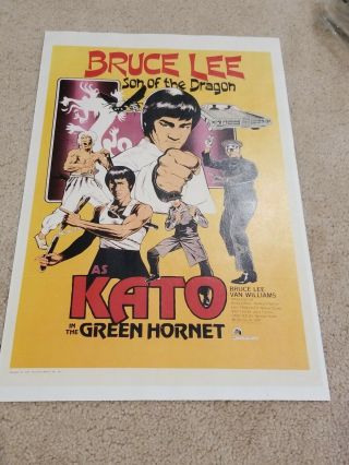Green Hornet The Movie Poster Starring Bruce Lee Son Of The Dragon (1974) 17 " X11