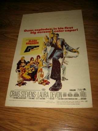 Gunn Number One Orginal Movie Poster Window Card 1967 Craig Stevens Laura Devon
