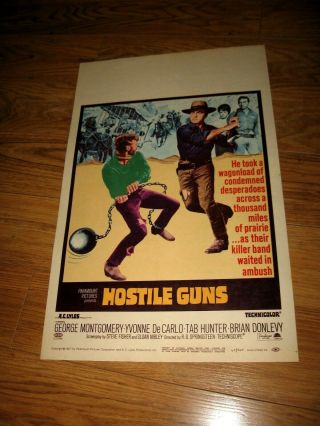 Hostile Guns Orginal Movie Poster Window Card 1967 George Montgomery Tab Hunter