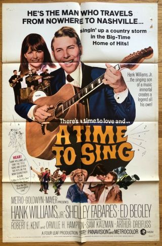 A Time To Sing (1968) 1 Sheet Movie Poster 27x41 Hank Williams Jr Country Music