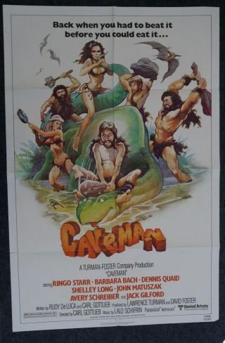 1981 Caveman U.  S.  One Sheet Movie Poster Great Graphics - Ringo Starr