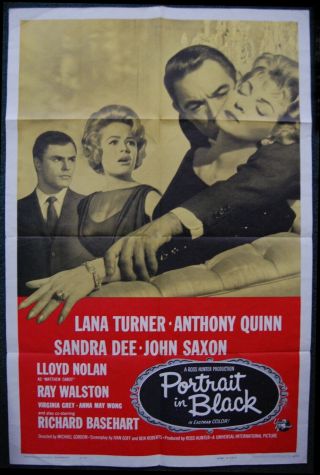 Sandra Dee & Lana Turner / Portrait In Black – 1960 Usa Movie Poster