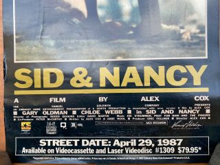 SID AND NANCY 1986 ROLLED VIDEO RELEASE Poster 11 