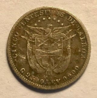 PANAMA - 5 Centesimos de Balboa - 1916 - Small Silver Coin - KEY DATE 2