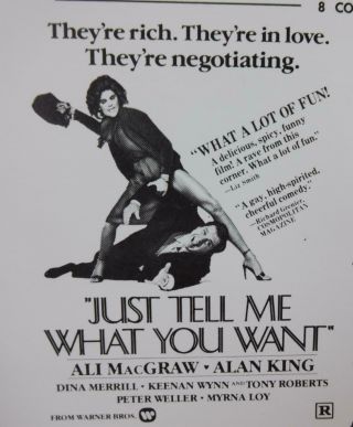 Just Tell Me What You Want Movie Mini Ad Sheet Vintage Advertising Poster