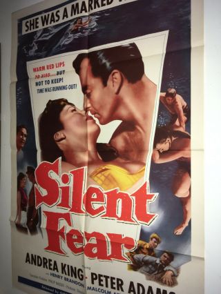Silent Fear Movie Poster 1956 Andrea King Skin Diving Fishing Sharks