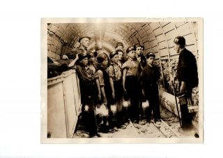 1943 British Boys Of School Visit A Coal Mine In England Vtg Photo Press Y35
