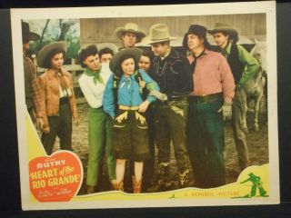 Gene Autry Heart Of The Rio Grande 1942 Lobby Card Vf Western Smiley Burnette