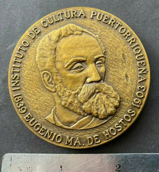 Puerto Rico 1989,  Medalla Eugenio M De Hostos,  150 Aniversario,  Icp Bronce,  2.  5 "