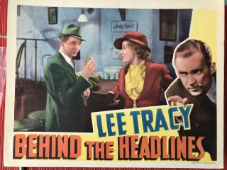 Behind The Headlines 1937 Rko 11x14 " Crime Lobby Card Lee Tracy Diana Gibson