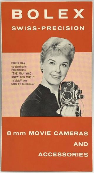Vintage 1950s Bolex Swiss - Precision 8mm Movie Cameras Ad Doris Day Bob Hope
