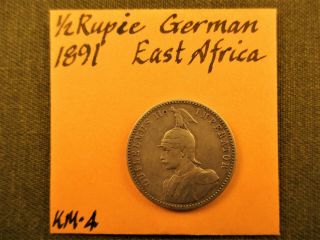 German East Africa – 1891 1/2 Rupie Silver - Km - 4 Hamburg