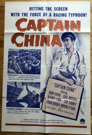 Captain China (1950) 1 Sheet Movie Poster 27x41 Vintage John Payne Lon Chaney
