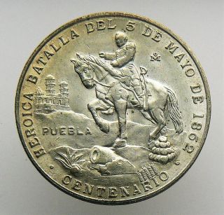 1862 Mexico Centenario Silver Puebla Medall Batalla 5 De Mayo