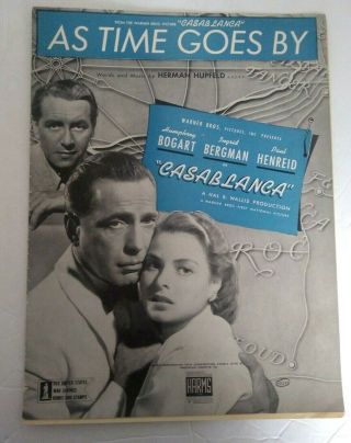 Casablanca Humphrey Bogart Ingrid Bergman Cover Sheet Music As Time Goes By