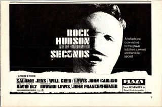 1966 Vintage 5.  5x8.  25 Movie Promo London Print Ad For " Seconds " With Rock Hudson