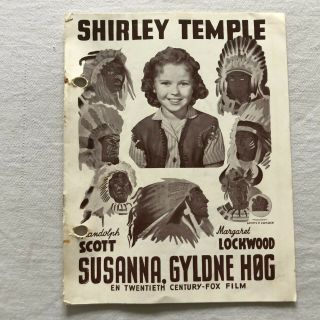 Susannah Of The Mounties Shirley Temple R.  Scott 1939 Danish Movie Program