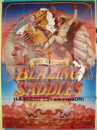 Blazing Saddles - Mel Brooks - Western - Gene Wilder - Art By J.  Alvin - French (47x63 Inch