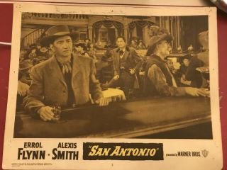 San Antonio 1956rr Warner Brothers 11x14 " Western Lobby Errol Flynn John Litel