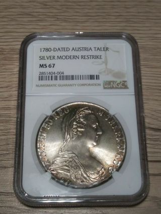 1780 Austria Thaler Silver Modern Restrike Ms67 Coin (q)