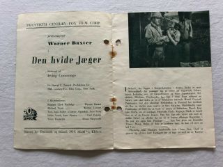 White Hunter Warner Baxter,  June Lang,  Gail Patrick 1936 Danish Movie Program 3