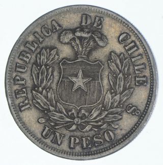 Silver - World Coin - 1883 Chile 1 Peso - World Silver Coin 227