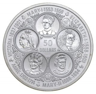 Silver - Huge - 1975 Cayman Islands 50 Dollars - World Silver Coin 780
