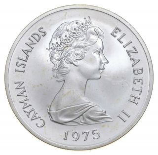 SILVER - HUGE - 1975 Cayman Islands 50 Dollars - World Silver Coin 780 2