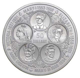 Silver - Huge - 1975 Cayman Islands 50 Dollars - World Silver Coin 779