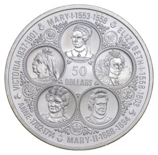 Silver - Huge - 1975 Cayman Islands 50 Dollars - World Silver Coin 778