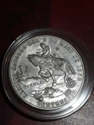 Batalla De Puebla 5 De Mayo 1862 1962 Mexico Silver Medal Centenario