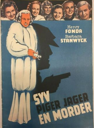 The Mad Miss Manton Barbara Stanwyck Henry Fonda 1938 Vtg Danish Movie Program