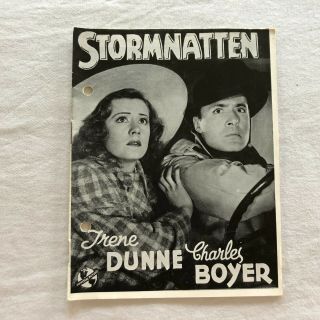 When Tomorrow Comes Irene Dunne,  Charles Boyer Vintage 1939 Danish Movie Program