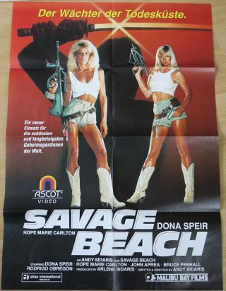 Dona Speir Hope Marie Carlton - Savage Beach 1989 Rare German Orig Poster