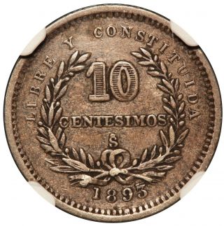1893/77 So Uruguay 10 Centesimos Silver Coin - NGC XF 40 - KM 14 - TOP POP - 1 3